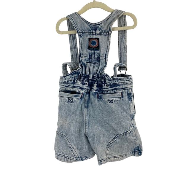 Vintage 90s Body Gear Toddler 4T Acid Wash Shortalls Overalls Hip Hop - Picture 2 of 7
